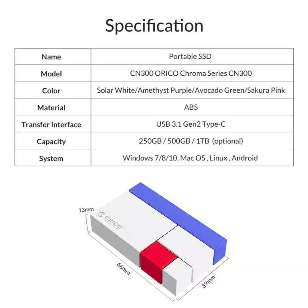 ORICO® CHROMA 512 GB HARD DRIVE ( LIMITED EDITION)