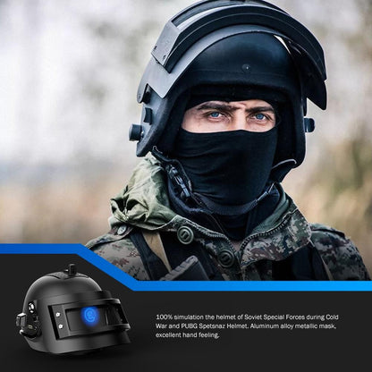 the resemblance of the speaker to Spetsnaz helmet 