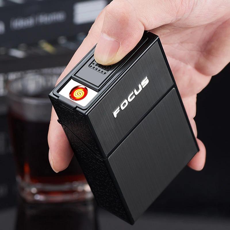 electric plasma lighter with cigarette case 