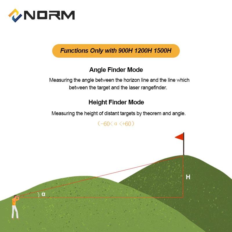 angle finder and height finder mode of the golf rangefinder 