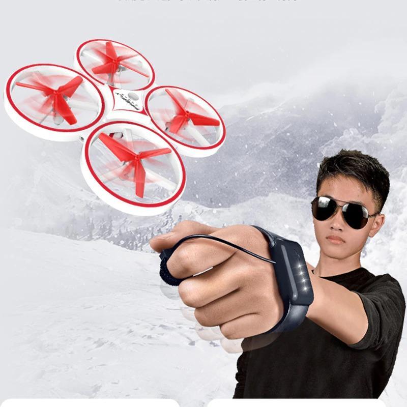 a boy flying the hand controlled drone 