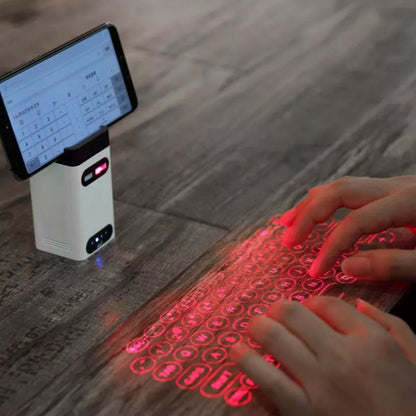 android phone connected to the laser keyboard