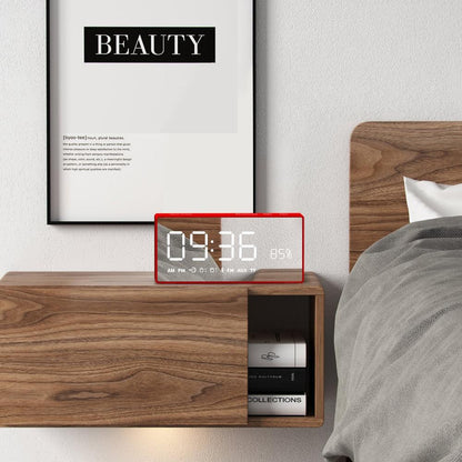 smart alarm clock with speaker - red colour 