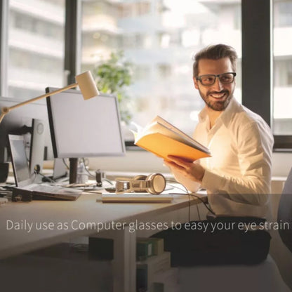 man using smart glasses at work 