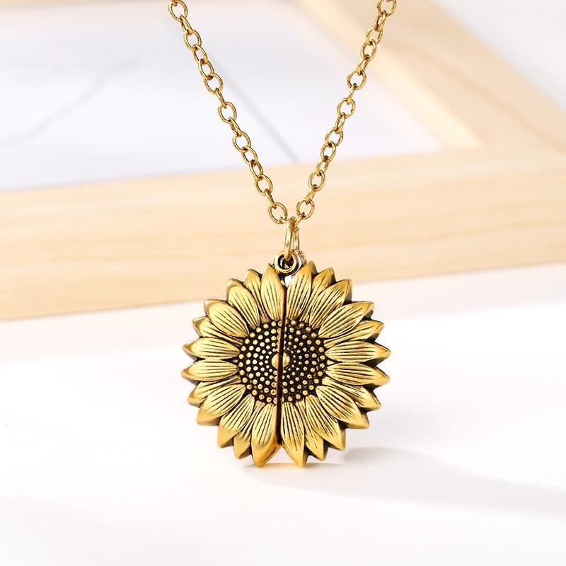 sunflower necklace gold 