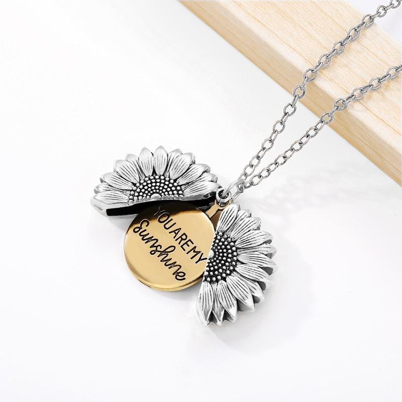 sunflower necklace silver 